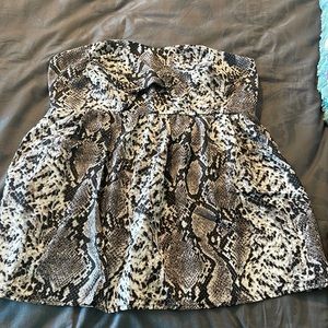 Snake print strapless top